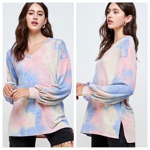 🐞🐞🐞 Pastel tie dyed puffy sleeve tunic top
